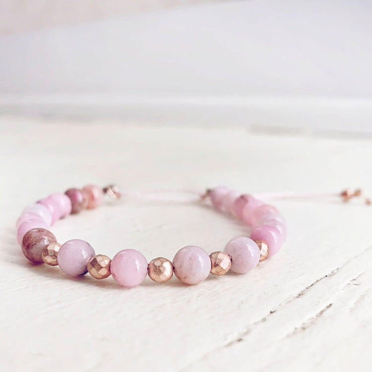 tiny treasure // mini gemstone bead stacking bracelet - cherry blossom jasper by Peacock & Lime