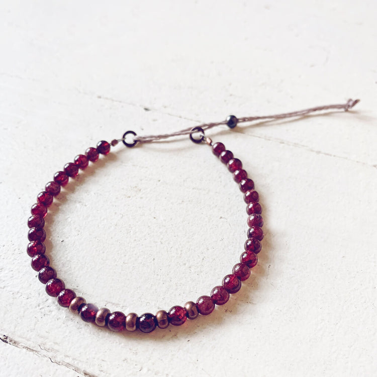 tiny treasure // mini gemstone bead stacking bracelet - garnet by Peacock & Lime