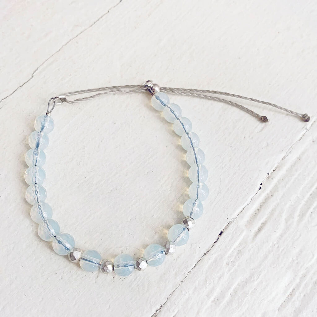 tiny treasure // mini gemstone bead stacking bracelet - opalite by Peacock & Lime