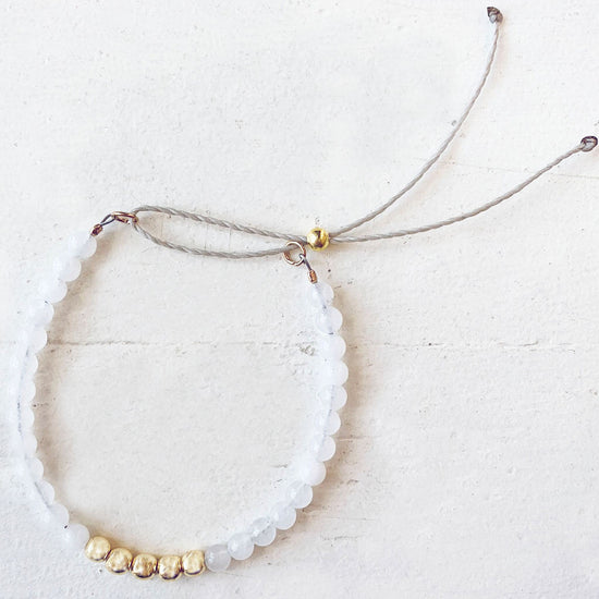 tiny treasure // mini gemstone bead stacking bracelet - white jade by Peacock & Lime