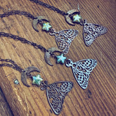 forest moon // copper electroformed moth pendant necklace - czech glass star by Peacock and Lime