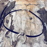 artemis // double horn crescent moon choker necklace - midnight black - Peacock & Lime