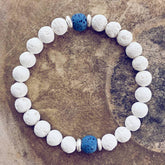 balance // water drop lava bead wrist mala bracelet - Peacock & Lime
