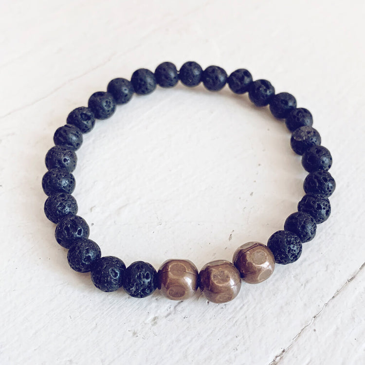 black sea and treasure // beachy bracelet style pack, lava bead stretch bracelet by Peacock & Lime