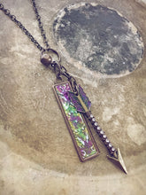 bling arrow and embossed metal tag pendant necklace - Peacock & Lime
