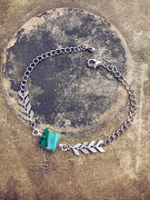 caribbean blue - czech glass bead and chevron chain bracelet - Peacock & Lime