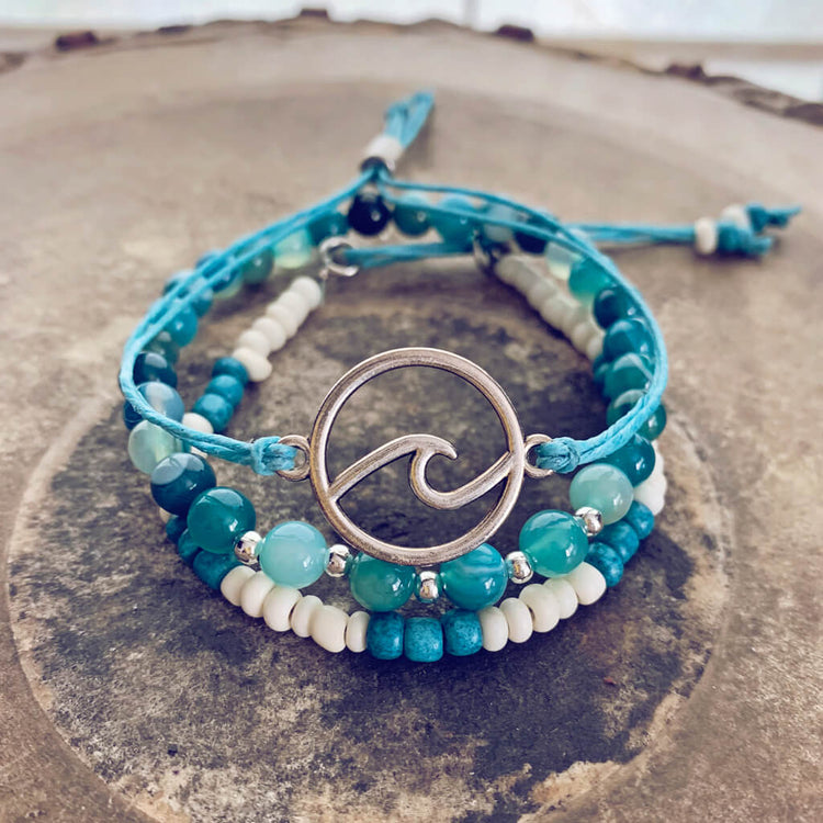 catch a wave // beachy bracelet style pack, set of 3 by Peacock & Lime
