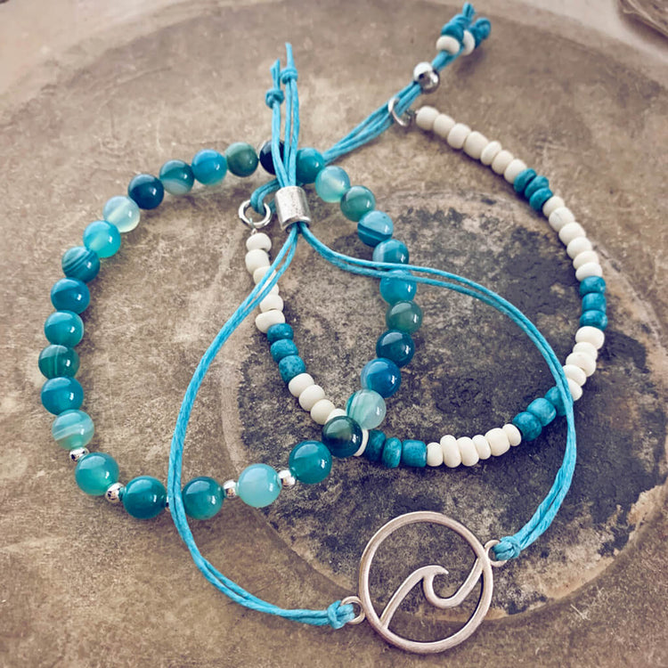 catch a wave // beachy bracelet style pack, set of 3 by Peacock & Lime