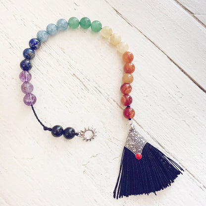 chakra worry beads // gemstone bead and tassel string