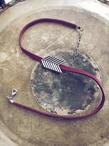 chevron arrow choker necklace - Peacock & Lime