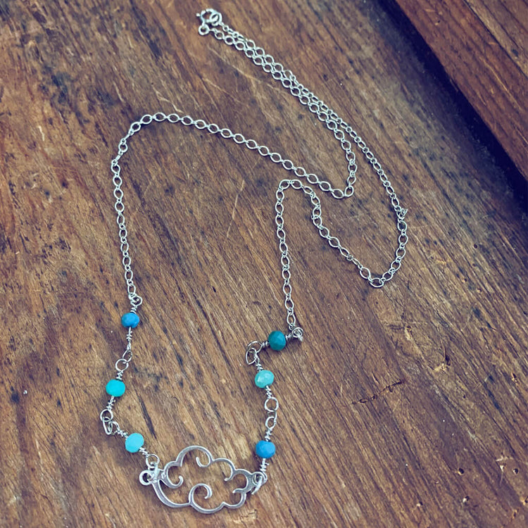 cloud 9 // sterling silver and czech glass bead choker necklace by Peacock & Lime