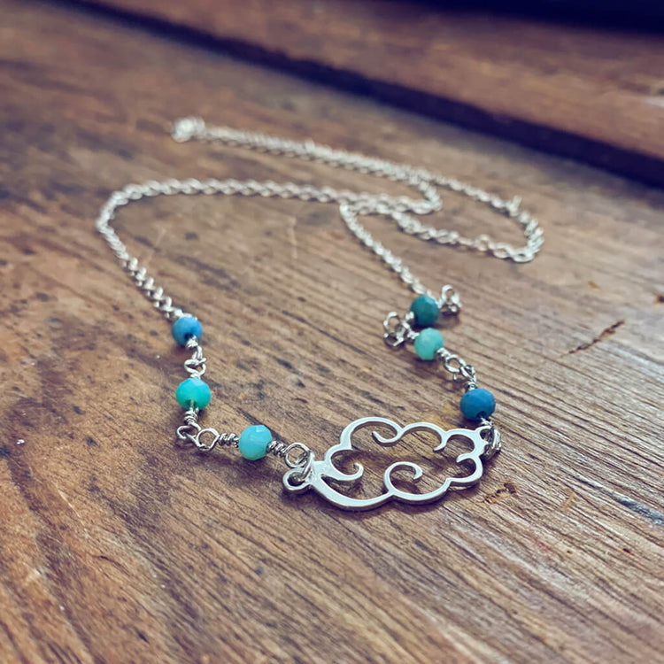 cloud 9 // sterling silver and czech glass bead choker necklace by Peacock & Lime