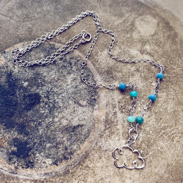 cloud 9 // sterling silver and czech glass bead choker necklace by Peacock & Lime