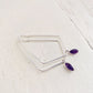 dewdrop II // sterling silver & gemstone modern teardrop hoop earrings - amethyst - by Peacock & Lime