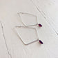 dewdrop II // sterling silver & gemstone modern teardrop hoop earrings - garnet - by Peacock & Lime