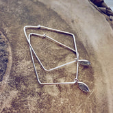 dewdrop II // sterling silver & gemstone modern teardrop hoop earrings -labradorite - by Peacock & Lime
