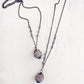 encapsulate / caged amethyst or quartz crystal gemstone necklaces - Peacock & Lime