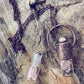 enchantment // copper electroformed crystal gemstone infused roller ball essential oil necklace - rose quartz - by Peacock and Lime