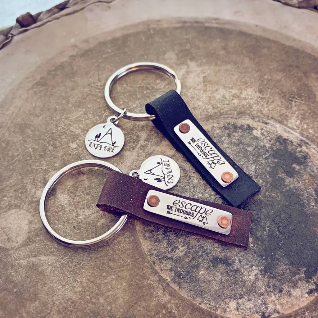 escape the indoors // key ring / keychain - Peacock & Lime