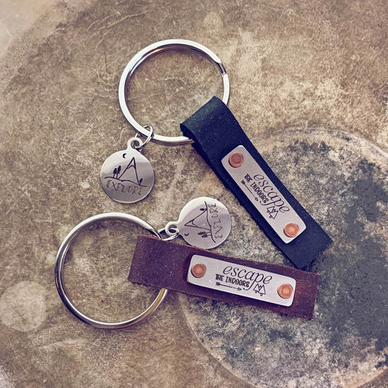 escape the indoors // key ring / keychain - Peacock & Lime
