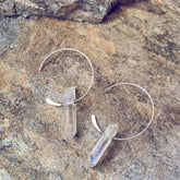 ethereal // angel aura crystal sterling silver open hoop earrings by Peacock and Lime