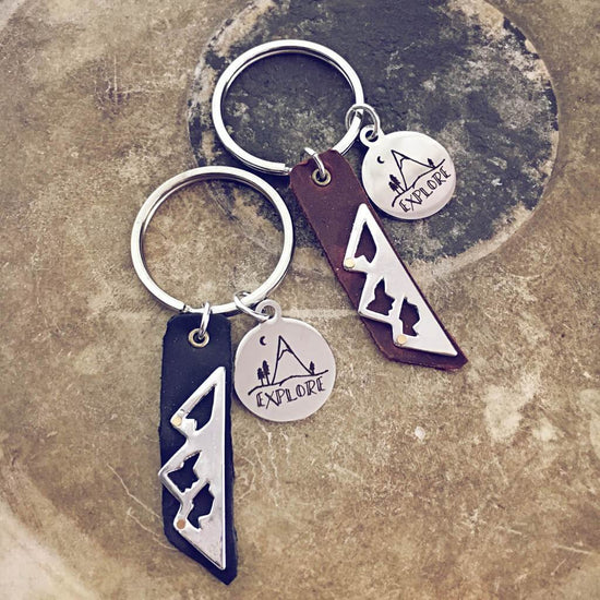 explore mountain // key ring / keychain - Peacock & Lime