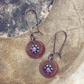 floret // flame kissed copper and swarovski beaded flower earrings - Peacock & Lime