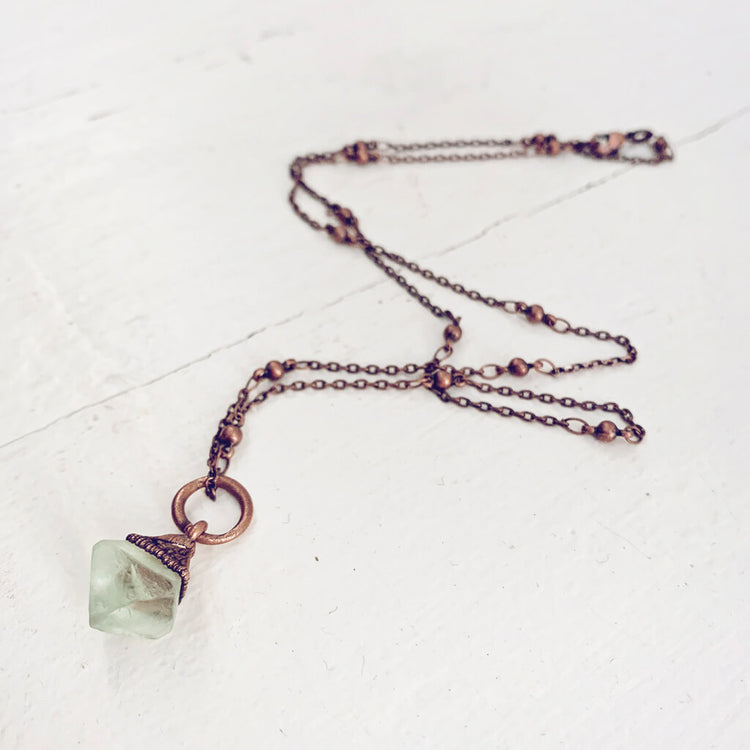 gem // tiny copper electroformed quartz pendant necklace by Peacock and Lime