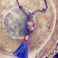 global // colourful coin and tassel boho pendant necklace - Peacock and Lime