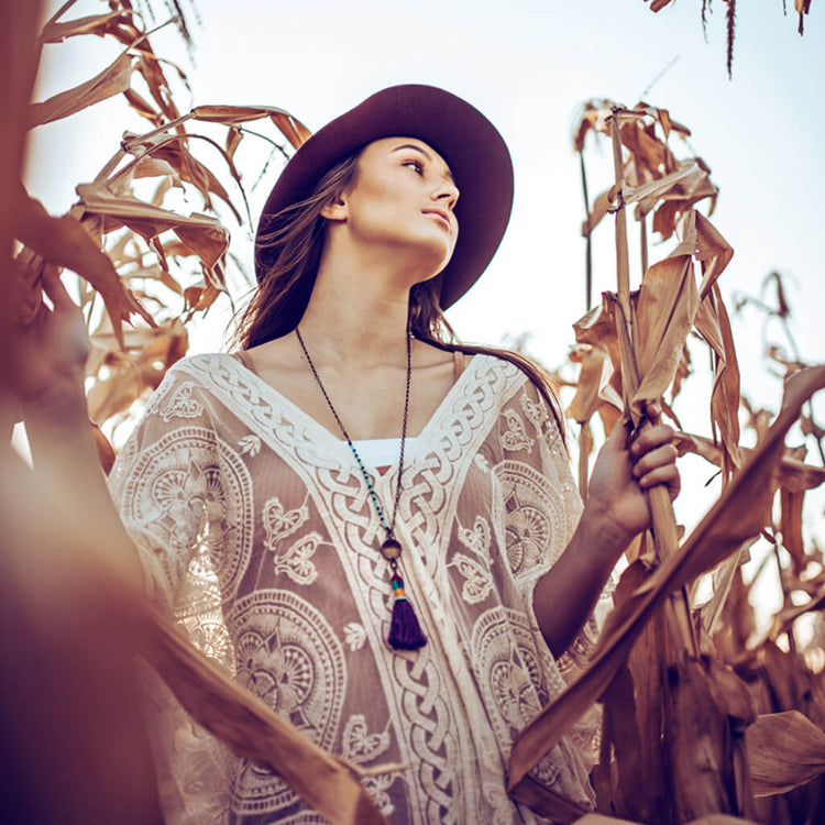 global // colourful coin and tassel boho pendant necklace - Peacock and Lime