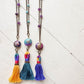global // colourful coin and tassel boho pendant necklaces - Peacock and Lime
