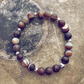grounded lotus // beachy bracelet style pack - brownline agate stretch by Peacock and Lime