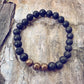 grounded // men's lava and natural brass bead mala bracelet - Peacock & Lime