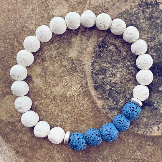 harmony // water drops lava bead wrist mala bracelet - Peacock & Lime
