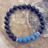 harmony // water drops lava bead wrist mala bracelet - Peacock & Lime