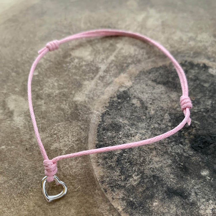 heart wish bracelet - baby pink - Peacock & Lime