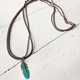 honor // men's rugged feather double strand necklace - Peacock & Lime