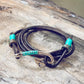 hook line & sinker // men's fish hook clasp leather wrap bracelet / choker - Peacock & Lime