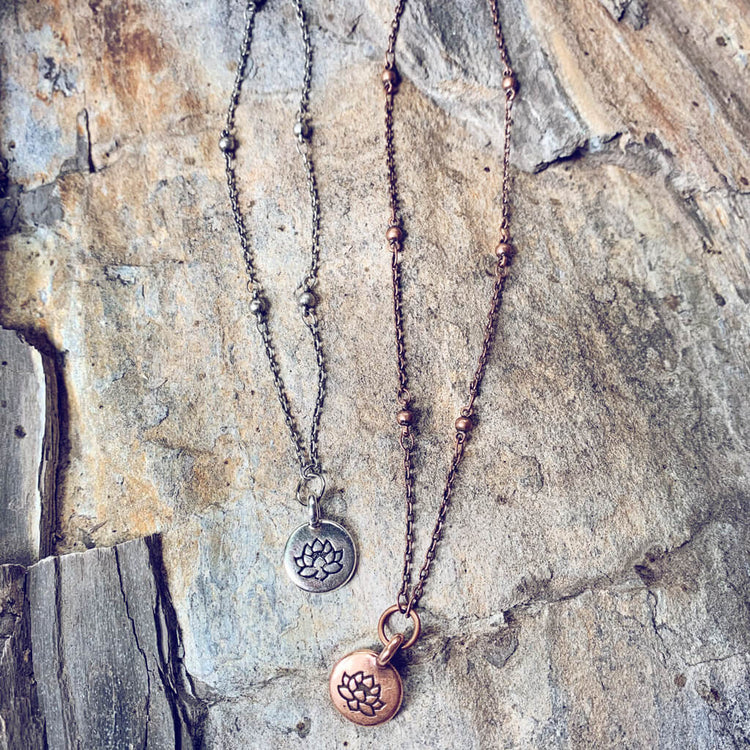 little lotus flower pendant necklaces by Peacock & Lime