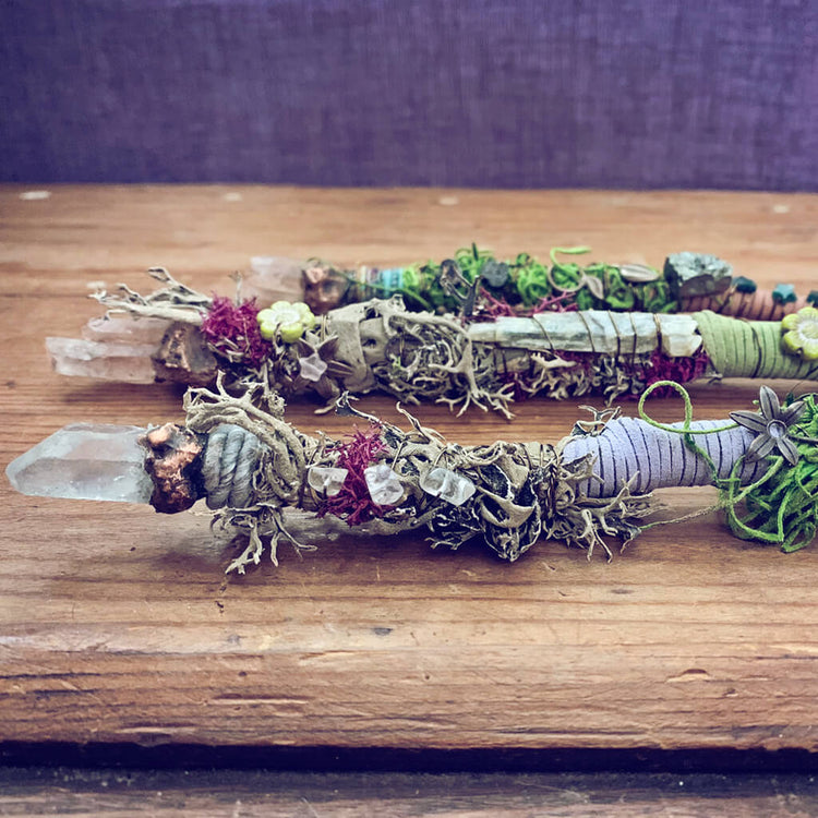 magick // willow or applewood branch crystal electroformed wands by Peacock and Lime