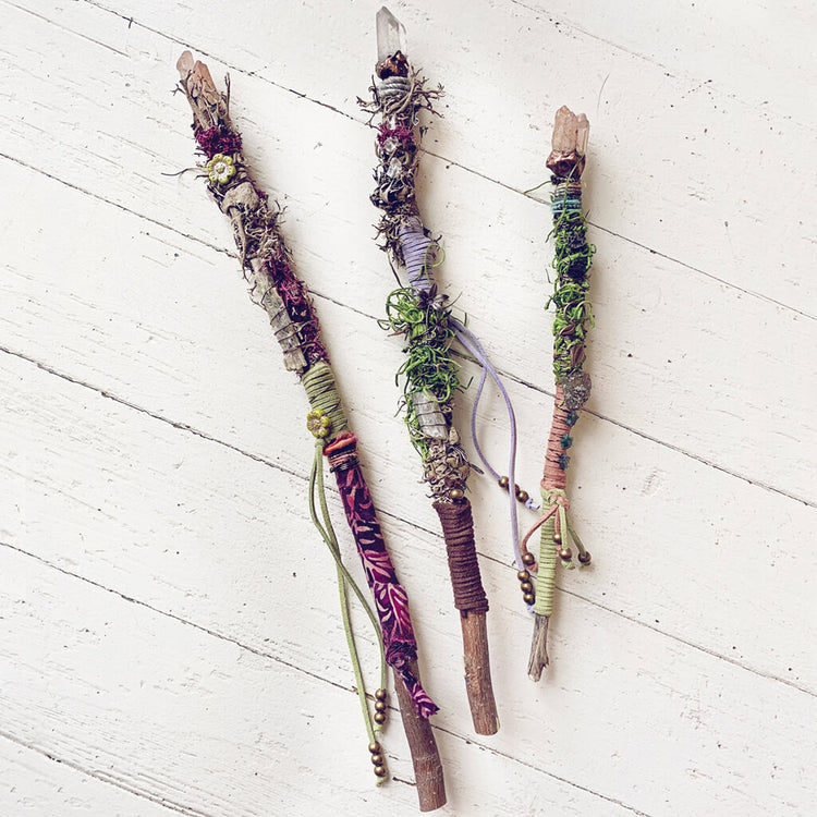 magick // willow or applewood branch crystal electroformed wands by Peacock and Lime