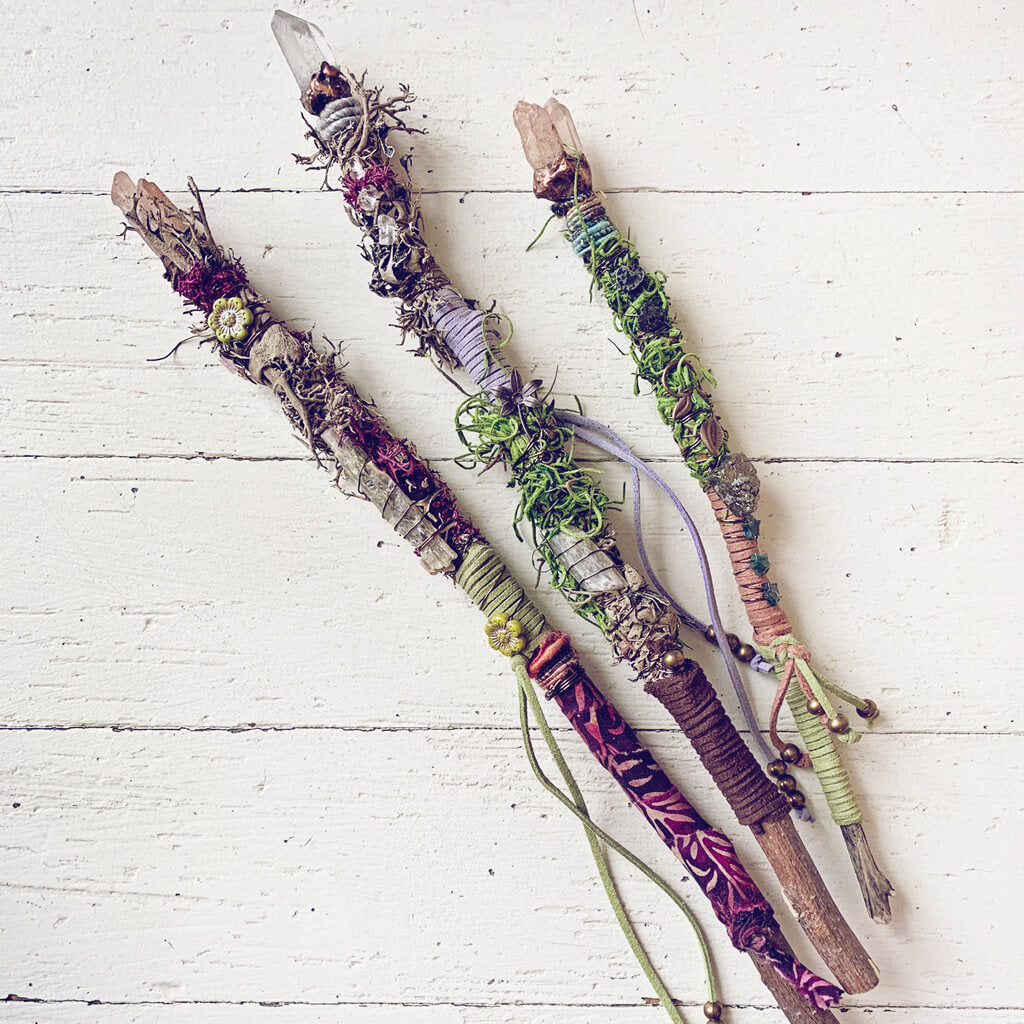 magick // willow or applewood branch crystal electroformed wands by Peacock and Lime