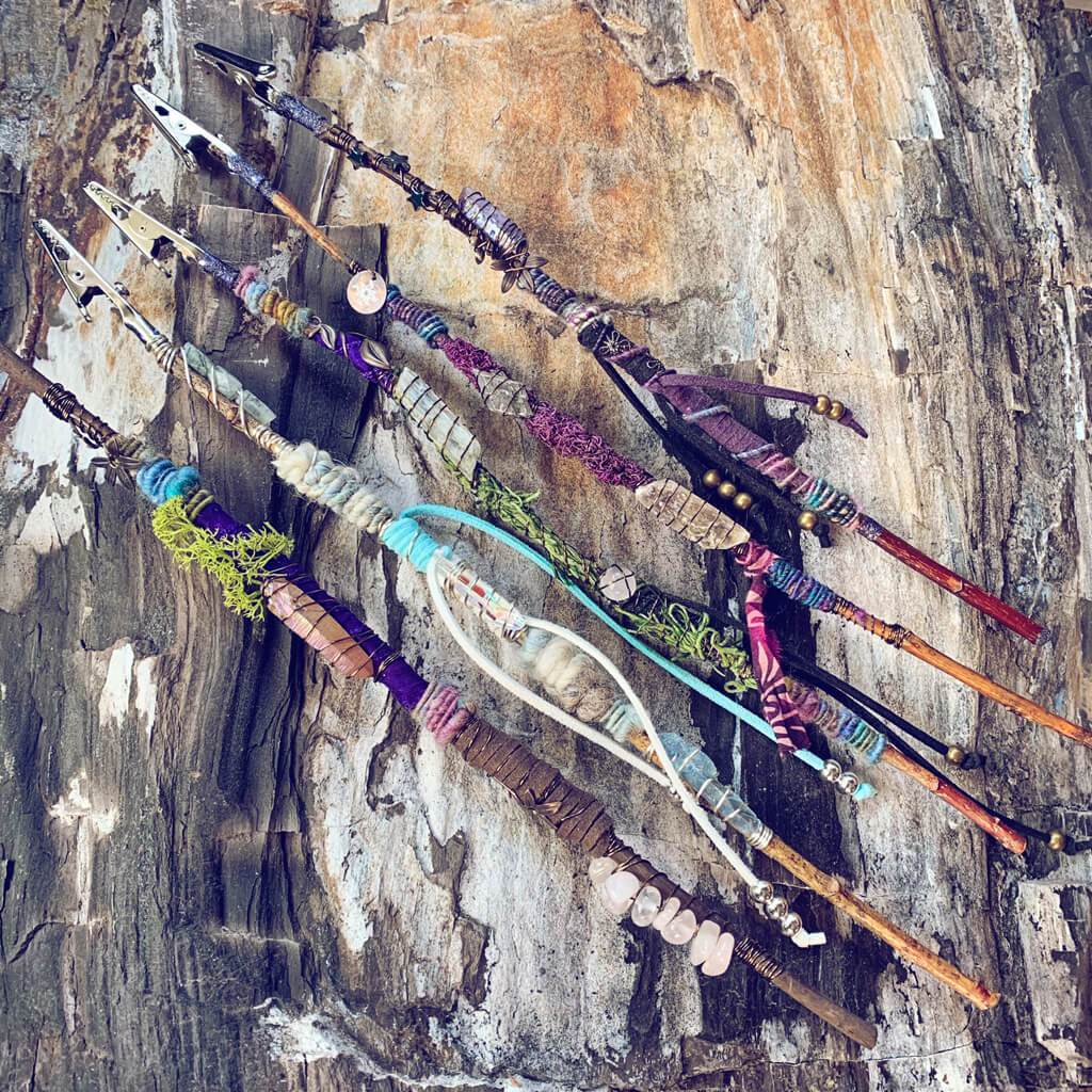 magick smoke // willow branch crystal wands - Peacock & Lime