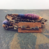 mountain range // metal & leather convertible wrap bracelet - Peacock & Lime