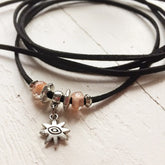 protection // sun & eye choker lariat necklace / wrap bracelet - Peacock & Lime