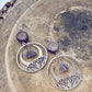 purple aster & lotus // czech glass bead with lotus flower hoop & tiny tassel stainless steel earrings by Peacock & Lime