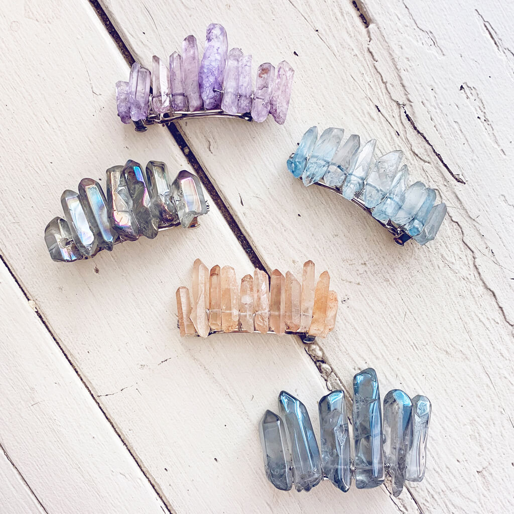 siren's call // quartz crystal hair clip barrettes by Peacock and Lime