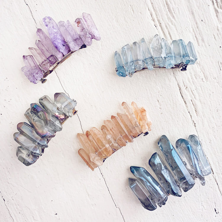 siren's call // quartz crystal hair clip barrettes by Peacock and Lime