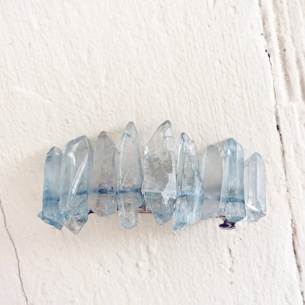 siren's call // quartz crystal hair clip barrette - aqua blue lustre - by Peacock and Lime