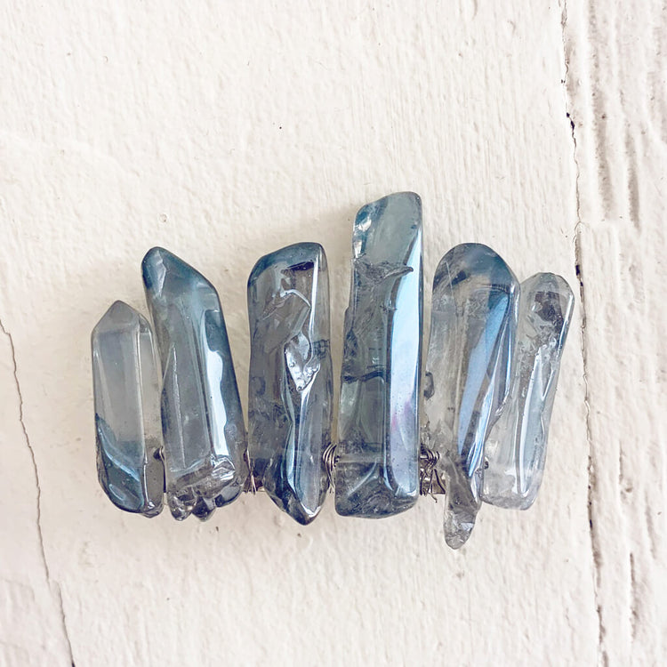 siren's call // quartz crystal hair clip barrette - blue aura - by Peacock and Lime